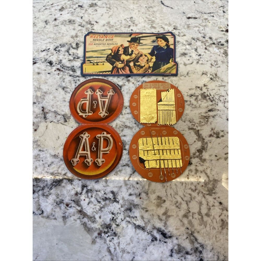 Vintage A&P & Reliance‎ Grocery Store Sewing Needle Cardboard Packets seamstress